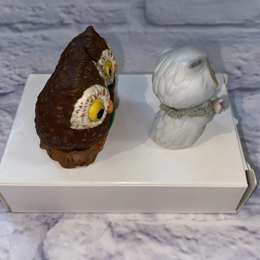 Two Vintage Owl Figurines